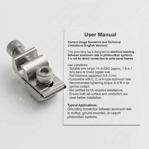 QWORK WEEB Grounding Tab 6.7, 25 Pcs Copper Conductor Buried Connectors for Photovoltaic Roof Bracket and Ground Bracket Aluminum Rail, Grounding Clip, WEEB-Ground Lug in Saudi Arabia