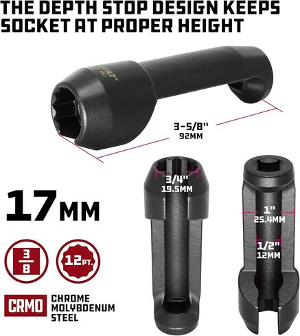 Powerbuilt Diesel Injector Socket Set, Ford Power Stroke 6.7 Diesel Injection, 2 Piece 12 Point 17mm, Crowfoot - 647764 in Saudi Arabia