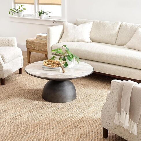 سجادة منطقة طبيعية منسوجة يدويًا من S & L Homes Jute Pulse لغرفة المعيشة وغرفة النوم ومدخل المطبخ - ديكور مزرعة ريفي عتيق - (4 × 6 بوصات عاجي طبيعي) in Kuwait