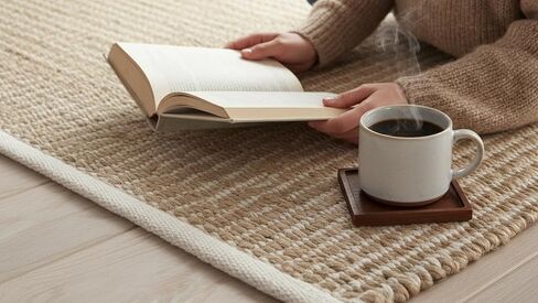 سجادة منطقة طبيعية منسوجة يدويًا من S & L Homes Jute Pulse لغرفة المعيشة وغرفة النوم ومدخل المطبخ - ديكور مزرعة ريفي عتيق - (4 × 6 بوصات عاجي طبيعي) in Kuwait