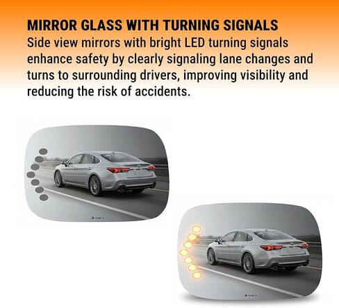 Burco 4086S زجاج مرآة الرؤية الجانبية للسائق، مسطح مع إشارة الانعطاف، يناسب Toyota Avalon 2005-2010، EC مناسب للاستبدال للمرايا الكهربائية ذات التعتيم التلقائي in Saudi Arabia