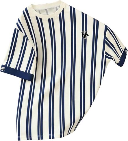 WDIRARA Men's Striped T Shirts Crew Neck Short Sleeve Tee Summer Tops Streetwear in Saudi Arabia