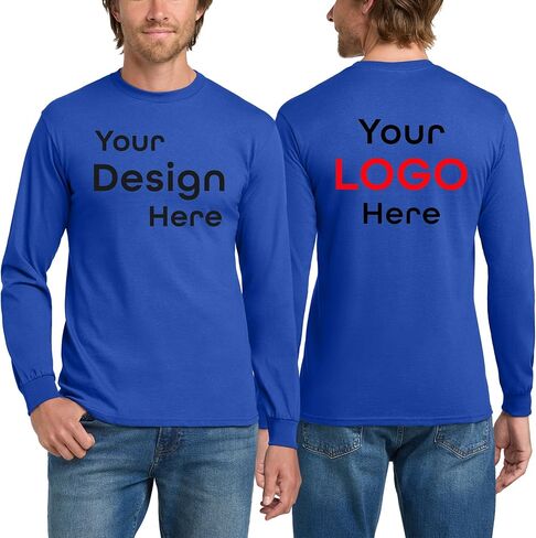 Custom Long Sleeve T-Shirt | Add Your Photo/Logo or Text | Durable 5.3 oz Cotton Tee for Work, Events | Classic Fit Unisex Tee in Saudi Arabia