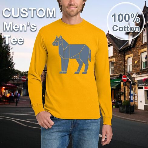 Custom Long Sleeve T-Shirt | Add Your Photo/Logo or Text | Durable 5.3 oz Cotton Tee for Work, Events | Classic Fit Unisex Tee in Saudi Arabia