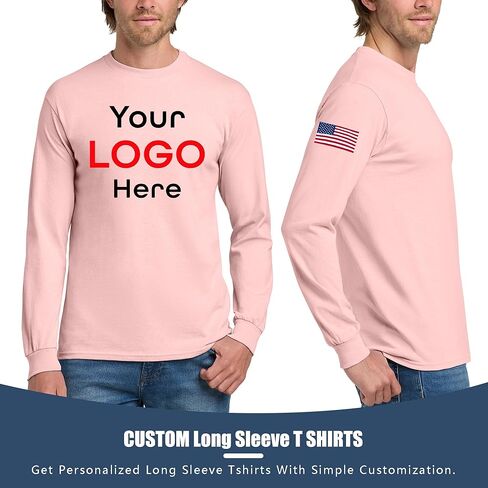 Custom Long Sleeve T-Shirt | Add Your Photo/Logo or Text | Durable 5.3 oz Cotton Tee for Work, Events | Classic Fit Unisex Tee in Saudi Arabia