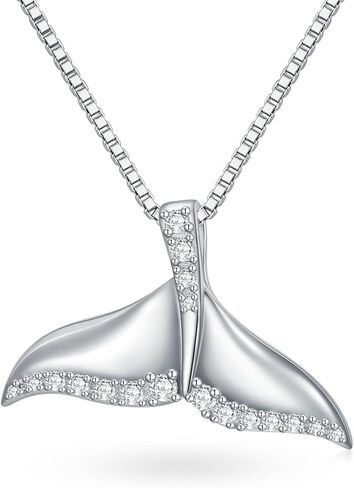 1/6 Carat Diamond Whale Tail Necklace for Women 925 Sterling Silver 18K White Gold Plated Whale Pendant Diamonds Ocean Jewelry Necklaces in Kuwait