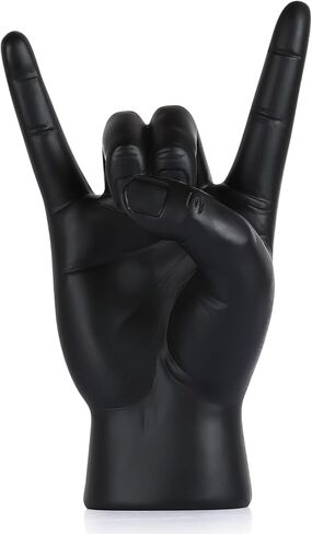 تمثال لفتة من الراتنج الذهبي على شكل صخرة على اليد مقاس 7.7 سم - منحوتة زخرفية لعشاق موسيقى ثقافة الروك الرمزية لرف الكتب والمكتب والرف والمنزل والمكتب والديكور الحديث والرول in Kuwait