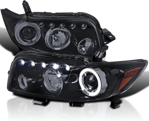 SPEC-D TUNING Halo LED المصابيح الأمامية لجهاز العرض باللون الأسود متوافقة مع 2008-2010 Scion xB، مجموعة المصابيح الأمامية اليسرى + اليمنى in Saudi Arabia