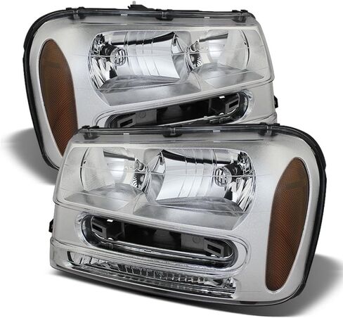 ACANII - For 2002-2009 Chevy Trailblazer 02-06 Ext w/Full Width Grille Bar Chrome Headlights Headlamps Pair Left+Right in Saudi Arabia
