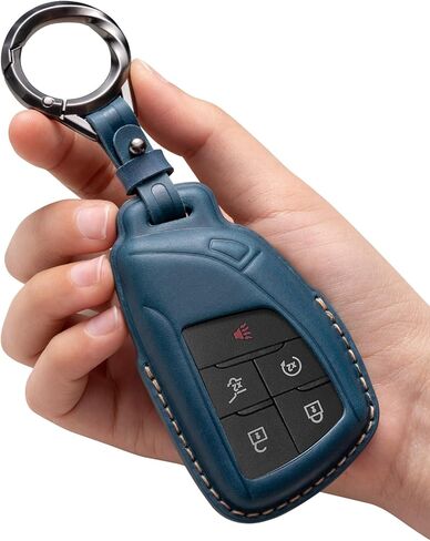 لغطاء GMC Key Fob غطاء جلدي للسيارة عن بعد مع سلسلة مفاتيح متوافقة مع Chevy Tahoe Suburban Silverado GMC Sierra Yukon Denali Buick - أسود in Saudi Arabia