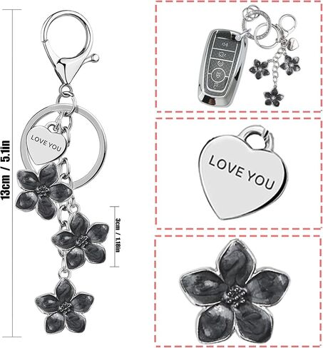 Black TPU Key Fob Cover with Sakura Flower Keychain Compatible with Jeep Compass Cherokee Renegade Chrysler 200 300,Dodge Charger Challenger Journey Fiat 500X 5-Button Smart Key for Women in Saudi Arabia