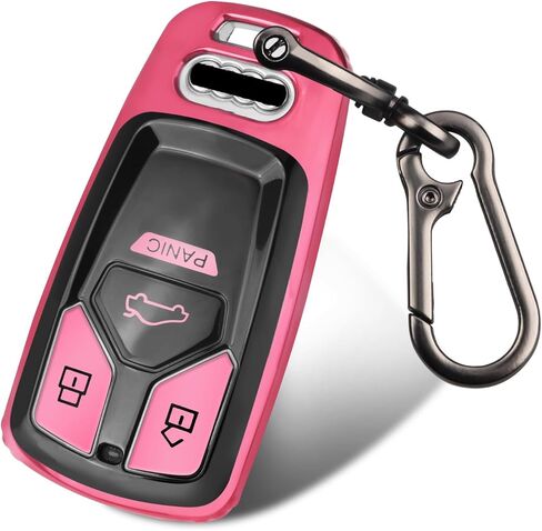 QBUC لغطاء Audi Key Fob مع سلسلة مفاتيح، واقي حافظة مفاتيح TPU متوافق مع المفتاح الذكي Audi A4 A5 S4 RS5 Q5 SQ5 TT R8 (فضي) in Saudi Arabia