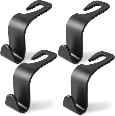 4-Piece Car Seat Headrest Hooks - Universal S-Shaped Black Hooks for Handbags, Wallets, Coats - Perfect for Car Storage and Organization - Stylish and Space-Saving Solution in Saudi Arabia