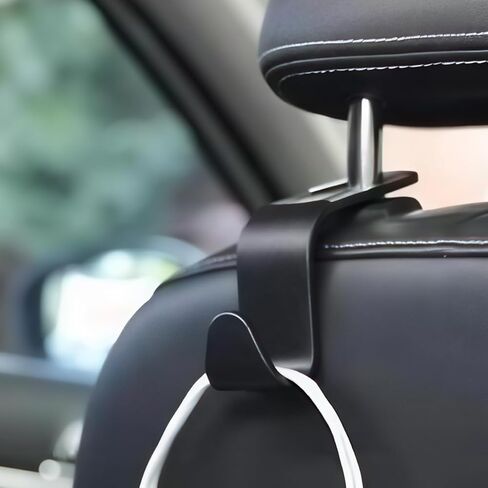 4-Piece Car Seat Headrest Hooks - Universal S-Shaped Black Hooks for Handbags, Wallets, Coats - Perfect for Car Storage and Organization - Stylish and Space-Saving Solution in Saudi Arabia