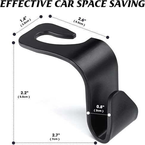 4-Piece Car Seat Headrest Hooks - Universal S-Shaped Black Hooks for Handbags, Wallets, Coats - Perfect for Car Storage and Organization - Stylish and Space-Saving Solution in Saudi Arabia