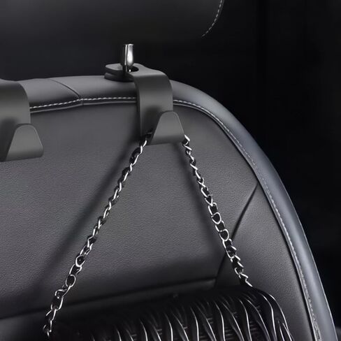4-Piece Car Seat Headrest Hooks - Universal S-Shaped Black Hooks for Handbags, Wallets, Coats - Perfect for Car Storage and Organization - Stylish and Space-Saving Solution in Saudi Arabia