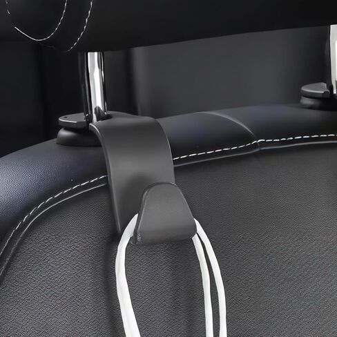 4-Piece Car Seat Headrest Hooks - Universal S-Shaped Black Hooks for Handbags, Wallets, Coats - Perfect for Car Storage and Organization - Stylish and Space-Saving Solution in Saudi Arabia
