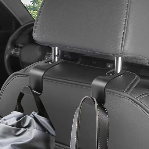 4-Piece Car Seat Headrest Hooks - Universal S-Shaped Black Hooks for Handbags, Wallets, Coats - Perfect for Car Storage and Organization - Stylish and Space-Saving Solution in Saudi Arabia