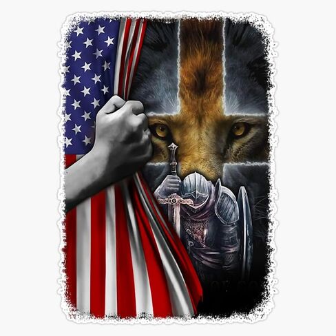 God Warrior of Christian Jesus Lion of Judah USA Flag Sticker Vinyl Decal Bumper Sticker 5" in Saudi Arabia