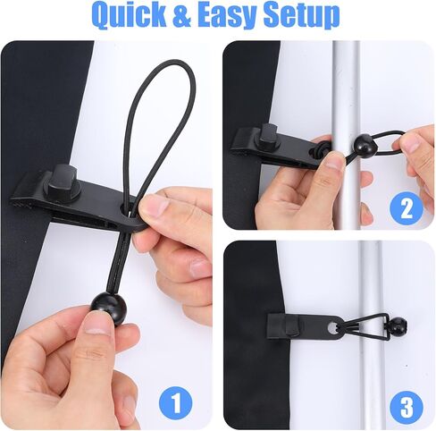 120 قطعة من حبال بنجي مع الكرات، حبال بنجي كروية شديدة التحمل مقاس 6 بوصات، أربطة قماش سوداء للتخييم، المظلة، الخيمة، البضائع، مظلة الفناء - مادة بوليستر متينة ومقاومة للأشعة فوق البنفسجية in Kuwait