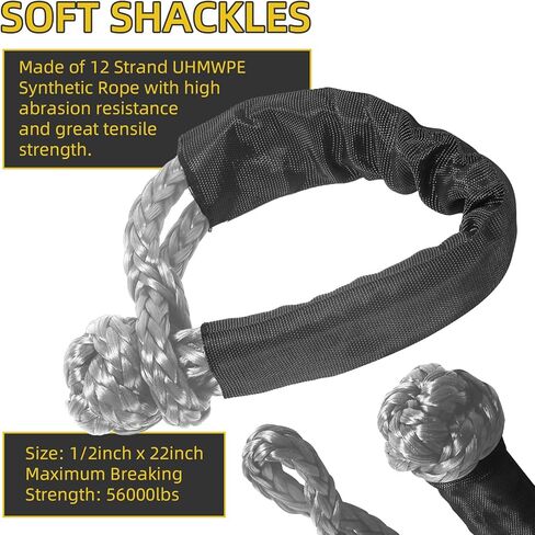 حبل سحب حركي مقاس 1 × 30 بوصة (48,500 رطل) مع 2 من الأغلال الناعمة (56,000 رطل)، مجموعة أشرطة سحب للطرق الوعرة شديدة التحمل لسيارات الدفع الرباعي UTV ATV شاحنة جيب للطرق الوعرة in Kuwait