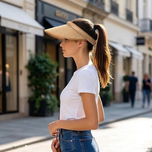 4 Pack Sun Visor Hats for Women, Wide Brim Clip On Visor for MAdjustable Headband for Sports, Golf, Tennis, Beach in Kuwait