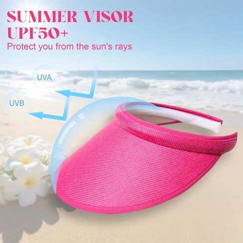 4 Pack Sun Visor Hats for Women, Wide Brim Clip On Visor for MAdjustable Headband for Sports, Golf, Tennis, Beach in Kuwait