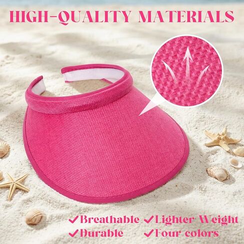 4 Pack Sun Visor Hats for Women, Wide Brim Clip On Visor for MAdjustable Headband for Sports, Golf, Tennis, Beach in Kuwait