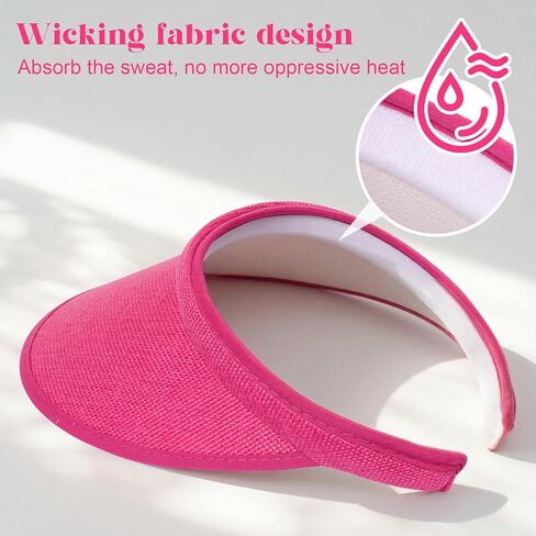 4 Pack Sun Visor Hats for Women, Wide Brim Clip On Visor for MAdjustable Headband for Sports, Golf, Tennis, Beach in Kuwait