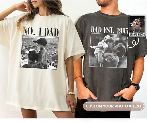 Custom Photo Dad T-Shirt, Personalized Father Shirts with Picture, Gifts Dad Daddy Papa Husband for Fathers Day Christmas in Kuwait