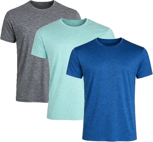 Galaxy by Harvic Men's Moisture Wicking Performance Short Sleeve Active Tee (3-Pack) in Kuwait