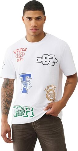 True Religion Men’s SS Embroidery Uni Logo Tee Jet – 100% Cotton Graphic T-Shirt with Crew Neck & Iconic Streetwear Style in Saudi Arabia