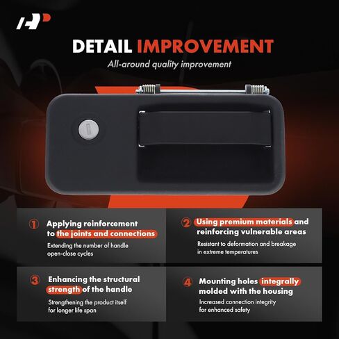 A-Premium Front Left Driver Side Exterior Door Handle with Key Cylinder Compatible with Volvo VHD 2004-2017, VN 2004, VNL 2004-2018, Zinc Black in Saudi Arabia