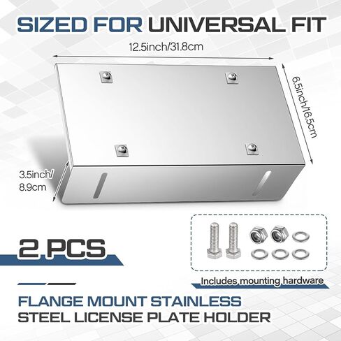 2 Pack Stainless Steel License Plate Frames, Flange Mount 1 Plate License Plates Frames for Car Bumper Wherever Needed Boxed in Design Includes Installation Accessories Auto Parts in Kuwait