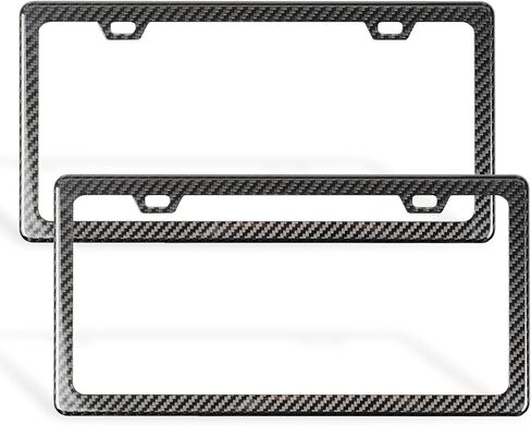 Real Carbon Fiber License Plate Frames (2 Pack) License Plate Frame, Slim Black Carbon Fiber Frames for Cars, Trucks, SUV in Kuwait
