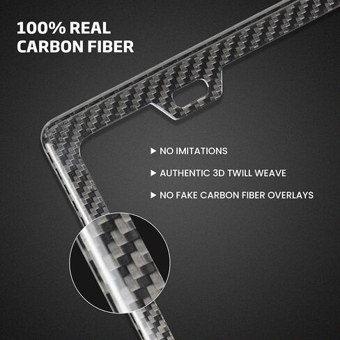 Real Carbon Fiber License Plate Frames (2 Pack) License Plate Frame, Slim Black Carbon Fiber Frames for Cars, Trucks, SUV in Kuwait