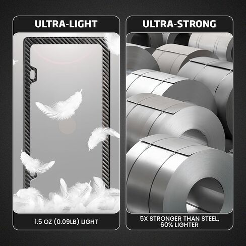 Real Carbon Fiber License Plate Frames (2 Pack) License Plate Frame, Slim Black Carbon Fiber Frames for Cars, Trucks, SUV in Kuwait