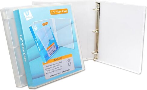 Unikeep 3 Ring Binder - Clear - Case View Binder - 1.5 Inch Spine - Metal Rings - with Clear Outer Overlay - 3 Pack of Binders in Kuwait