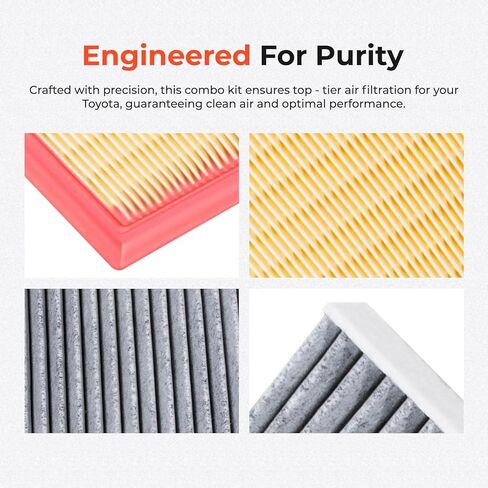 Engine Air Filter & Cabin Air Filter Combo Kit Compatible with 2022-2025 Toyota Tundra, 2023-2025 Toyota Sequoia 3.4L V6, Replaces 17801-F4010, 17801F4010, 87139-0C010, 871390C010 in Kuwait