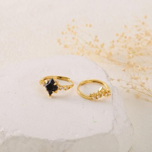 2 PCS Stackable Blue Rings for Women - Adjustable Gold Crown & Blue Stone Ring Set, Vintage Jewelry Gift for Her Wedding Engagement Anniversary Valentine’s Birthday in Saudi Arabia