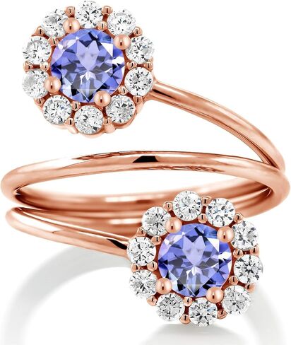 Gem Stone King 1.52 Ct Round Blue Tanzanite 18K Rose Gold Plated Silver Ring in Saudi Arabia