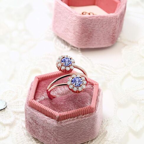 Gem Stone King 1.52 Ct Round Blue Tanzanite 18K Rose Gold Plated Silver Ring in Saudi Arabia