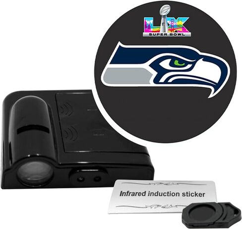 Seattle Seahawks Super Bowl 60 Champions LED Car Door Light, Official NFL Battery Powered Logo Projector in Kuwait