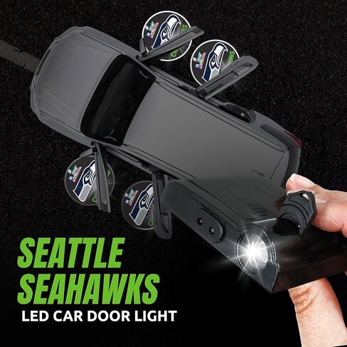 Seattle Seahawks Super Bowl 60 Champions LED Car Door Light, Official NFL Battery Powered Logo Projector in Kuwait