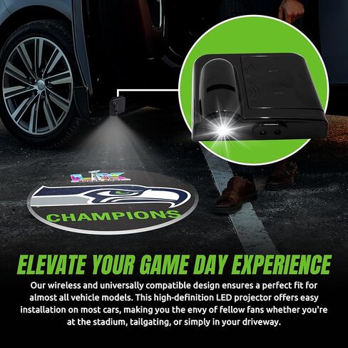 Seattle Seahawks Super Bowl 60 Champions LED Car Door Light, Official NFL Battery Powered Logo Projector in Kuwait