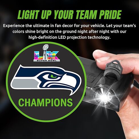 Seattle Seahawks Super Bowl 60 Champions LED Car Door Light, Official NFL Battery Powered Logo Projector in Kuwait
