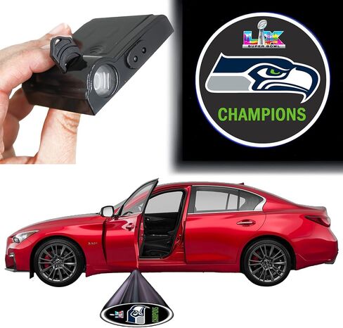 Seattle Seahawks Super Bowl 60 Champions LED Car Door Light, Official NFL Battery Powered Logo Projector in Kuwait