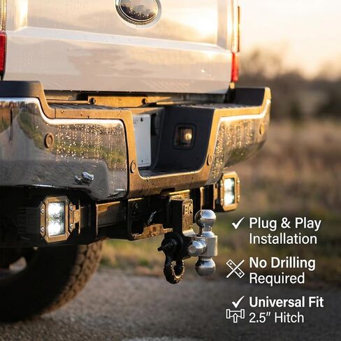 Hitch Bar Lighting,for Ford F250 F350 F450 Super Duty (2008-2026) Flush Mount Hitch,No Drilling Required,with 42W LED Reverse Light (2.5-inch Hitch Bar) in Kuwait
