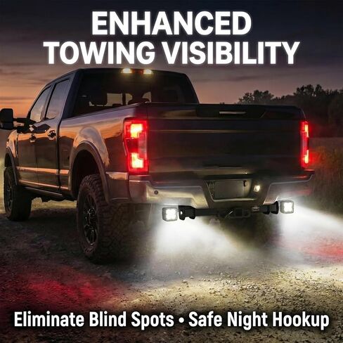 Hitch Bar Lighting,for Ford F250 F350 F450 Super Duty (2008-2026) Flush Mount Hitch,No Drilling Required,with 42W LED Reverse Light (2.5-inch Hitch Bar) in Kuwait