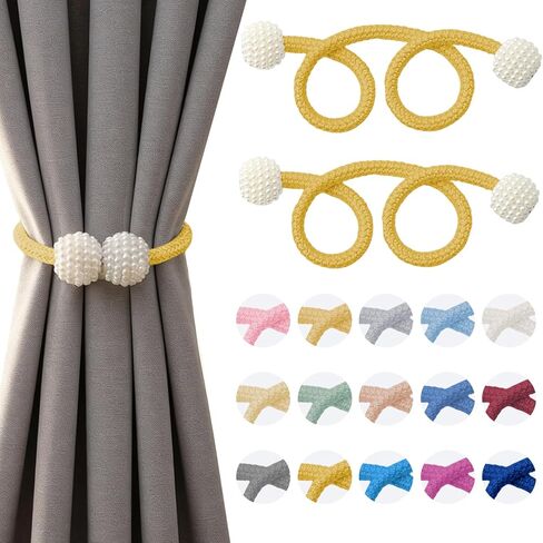 2PCS Magnetic Curtain Tiebacks, Curtain Tiebacks Buckles Holdbacks Holders Hooks Clip for Home Bedroom Office Decorative, Gold in Saudi Arabia